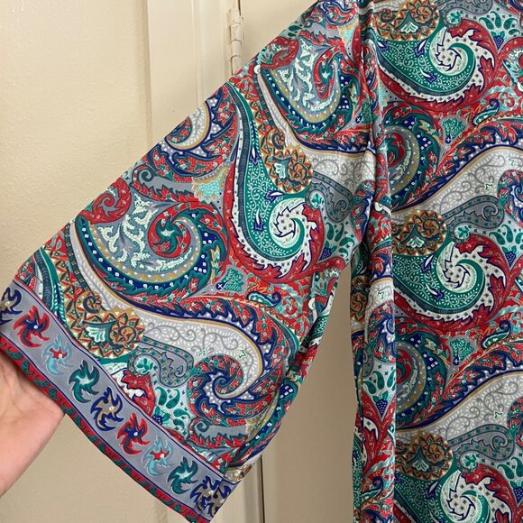 Vtg Silk Womens Paisley Kimono Jacket Sz M/ L Boho Fairy Whimsical Eclectic Art. - Picture 6 of 7